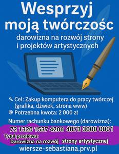 Wesprzyj moją twórczość – darowizna na rozwój strony i projektów artystycznych