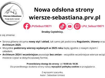 Nowa odsłona strony „Wiersze Sebastiana”