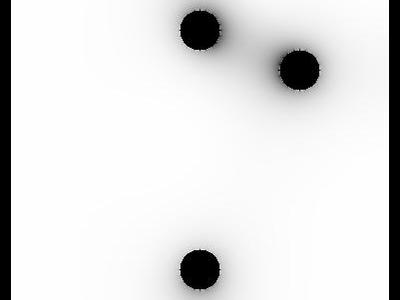 Pole elektrostatyczne 2D trzech walców w uziemionej obudowie 8