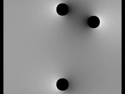 Pole elektrostatyczne 2D trzech walców w uziemionej obudowie 13