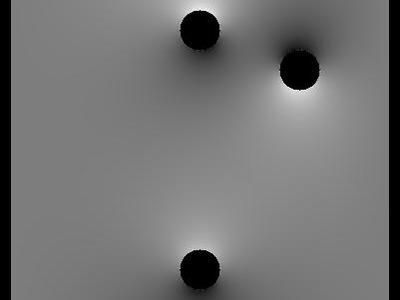 Pole elektrostatyczne 2D trzech walców w uziemionej obudowie 20