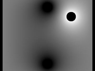 Pole elektrostatyczne 2D trzech walców w uziemionej obudowie 26