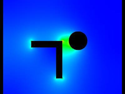 Pole elektrostatyczne - walec i kształt typu "L" w uziemionej obudowie. 3