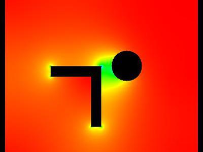 Pole elektrostatyczne - walec i kształt typu "L" w uziemionej obudowie. 4