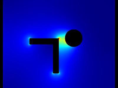 Pole elektrostatyczne - walec i kształt typu "L" w uziemionej obudowie. 5