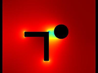 Pole elektrostatyczne - walec i kształt typu "L" w uziemionej obudowie. 6