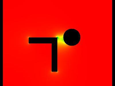 Pole elektrostatyczne - walec i kształt typu "L" w uziemionej obudowie. 10