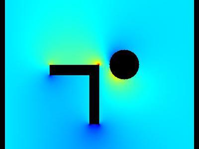 Pole elektrostatyczne - walec i kształt typu "L" w uziemionej obudowie. 24